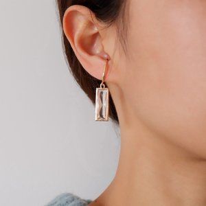 Hook On/Clip On Earrings - Clear Rectangle